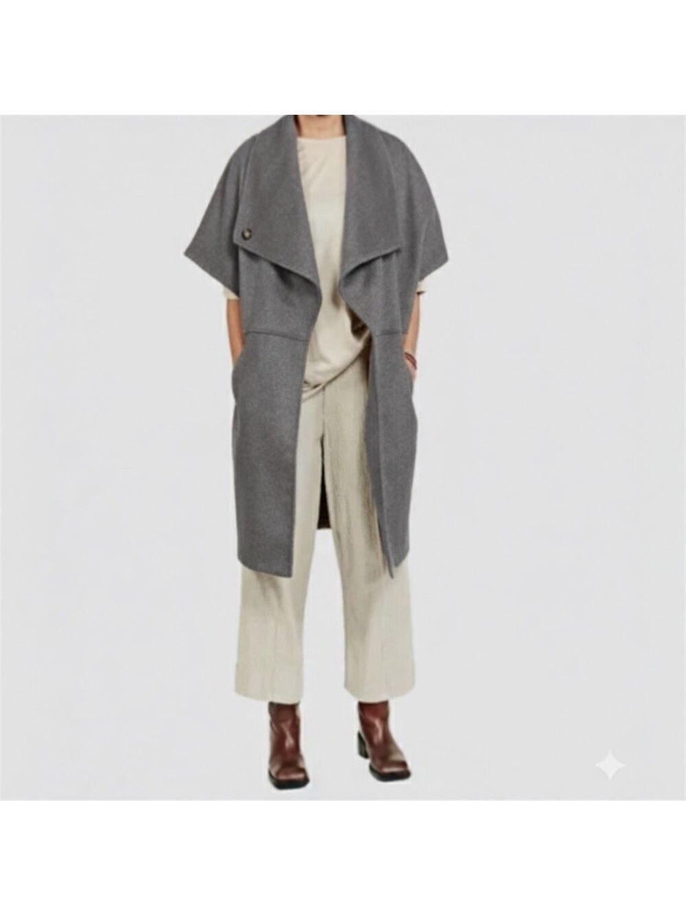 Ayrtight Cape Jacket Zip Up Vest Small Grey Oversized